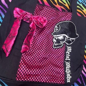 Y2k grunge goth rare 2000s Metal Mulisha Black and Pink Skull Script Bag